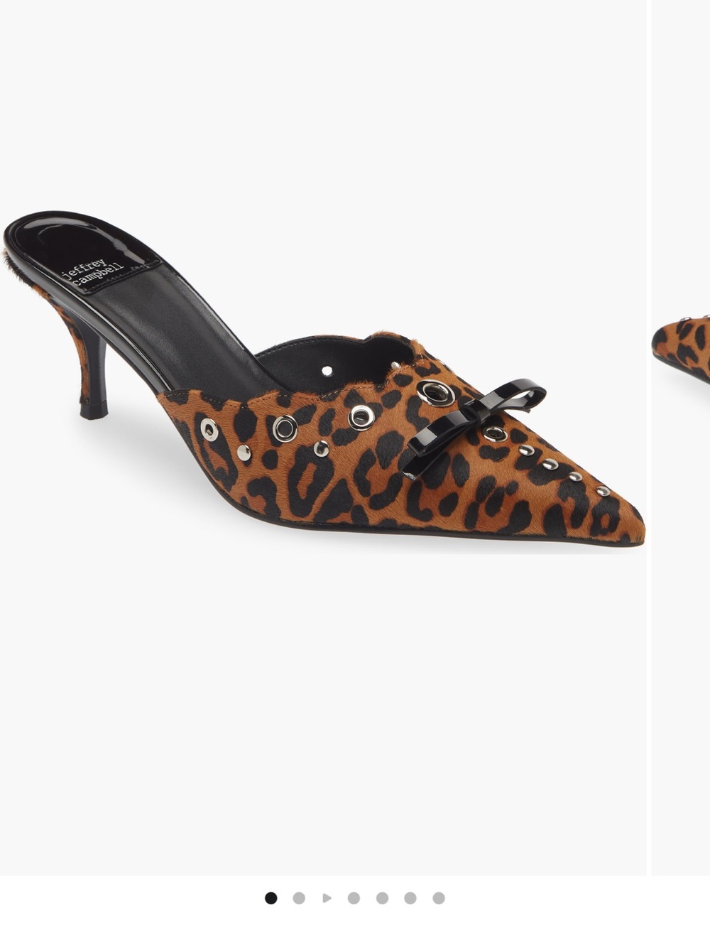 Jeffrey Campbell Gratis Leopard Calf Hair Pointed Toe Kitten Heel Mules